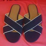 J. Crew Shoes | J. Crew Navy Canvas Sandals Size 8 Womens | Color: Blue/White | Size: 8