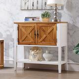 August Grove® 34.02 x 35.43 x 13.78_Farmhouse Wood Buffet Sideboard Console Table w/ Bottom Shelf & 2-Door Cabinet Wood in White | Wayfair