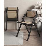 Manhattan Comfort Dining Chairs Black - Black & Natural Cane Lambinet Folding Dining Chair - Set of Two