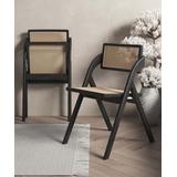 Manhattan Comfort Indoor Chairs Black - Black & Natural Cane Lambinet Folding Dining Chair - Set of Four