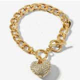 Free People Jewelry | Free People Chunky Crystal Love Bracelet | Color: Gold | Size: Os