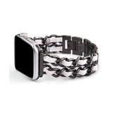 Prime Bands Women's Replacement Bands Black - Black & White Braided Chain Band Replacement for Apple Watch