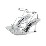 Steve Madden Annie-R Heeled Sandal (Silver) Women's Shoes