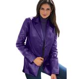 Plus Size Women's Leather Blazer by Jessica London in Midnight Violet (Size 24 W)