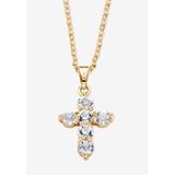 Women's Birthstone Goldtone Cross Pendant Necklace by PalmBeach Jewelry in April