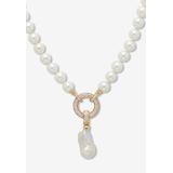 Women's 8.25 Cttw. White Shell Pearl & Keshi Pearl Drop Beaded Necklace Gold-Plated 23" by PalmBeach Jewelry in White