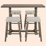Alcott Hill® Wannamaker 4 - Person Dining Set Wood/Upholstered Chairs in Brown | Wayfair 97D7DC780BD7445AA302444E03FAED95