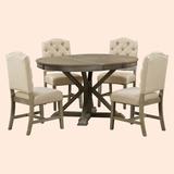 Rosalind Wheeler Tinkham Functional Furniture Retro Style Dining Table Set w/ Extendable Table & 4 Upholstered Chairs For Dining Room | Wayfair