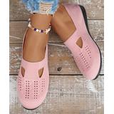 PAOTMBU Women's Loafers Pink - Pink Eyelet Loafer - Women