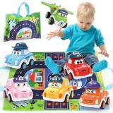 Toddler Pull Back Car Toys for 1 2 3 Years Old Boy Girl 6 Pieces Friction Powered Vehicles Push and Go Mini Car Set with Playmat Storage Bag Baby Party Favors Birthday Gifts for Kids