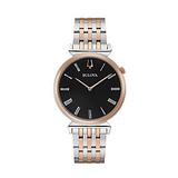 Bulova Men's Two-Tone Stainless Steel Black Dial Watch