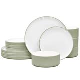 Noritake Colortex Stone Sage Porcelain 12-Piece Dinnerware Set (Service for 4), Green