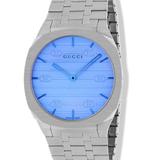 Gucci Accessories | Gucci 25h Silver Stainless Steel Blue Dial Quartz Watch | Color: Blue/Silver | Size: 38mm