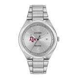 Men's Silver Texas A&M Aggies Citizen Eco-Drive Stainless Steel Watch