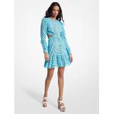 Michael Kors Zebra Eyelet Cotton Cutout Dress Blue XL