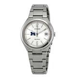 Women's Silver Michigan Wolverines Eco-Drive Stainless Steel Watch