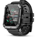 Military Smart Watches for Men IP68 Waterproof Rugged Bluetooth Call(Answer/Dial Calls) 1.83 Tactical Fitness Watch Tracker for Android iOS Outdoor Sports