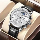LIGE Men's Quartz Watch Luxury Business Casual Dress Analog Wristwatch Calendar Date Timepiece Chronograph Waterproof Leather Strap Sport W