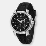 Maserati Maserati Men's Successo R8871621014 Black Silicone Quartz Fashion Watch - Black - ONE SIZE
