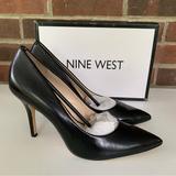 Nine West Shoes | Nine West Womens Flax Black Leather Slip On High Heels Pumps Shoes Us 9.5 M | Color: Black | Size: 9.5