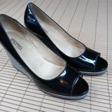 Michael Kors Shoes | Michael Kors Adalia Shoes Wedge Black White Stripe Platform Womens 10m Peep Toe. | Color: Black/White | Size: 10