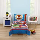 Disney: Marvel Marvel Spidey & His Amazing Friends 4 Piece Toddler Bedding Set Polyester in Blue/Brown/Gray | Wayfair 4489416R