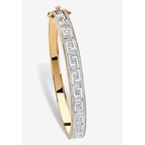 Women's Diamond Accent 18K Gold-Plated Greek Key Bangle Bracelet 7.5" by PalmBeach Jewelry in Gold