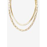 Women's Multi-Chain Herringbone And Paperclip Necklace Gold-Plated 18"- 20" Length by PalmBeach Jewelry in Gold