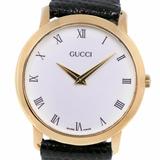 Gucci Accessories | Gucci Gucci 2200m Gold Plated X Leather Quartz Analog Display Men's White Dia... | Color: Gold | Size: Os