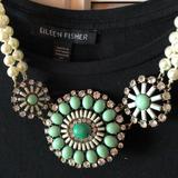 J. Crew Jewelry | J Crew Turquoise Resin, Rhinestone And Faux Pearl Statement Necklace Euc | Color: Blue/Cream | Size: Os