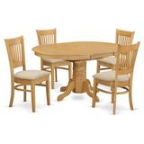 East West Furniture Avon 5-piece Wood Dining Table and Dinette Chairs in Oak