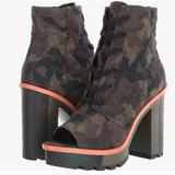 Jessica Simpson Shoes | New Jessica Simpson Size 6.5 M Green Camo Lizzah Peep Toe Bootie Combat Boots | Color: Black/Green | Size: 6.5