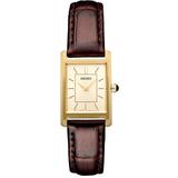Seiko Women's Quartz Essentials Beige Dial Brown Leather Band Watch