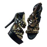 Michael Kors Shoes | 2848 Michael Kors Womens 9.5 Black Leather Studded Peep Toe Ankle Strap Pumps | Color: Black | Size: 9.5