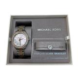 Michael Kors Liliane Quartz Crystal White Dial Watch And Bracelet Set