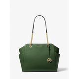 Michael Kors Jacquelyn Medium Pebbled Leather Tote Bag Green One Size