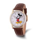 Disney Jewelry | Disney Adult Size Brown Strap Mickey Mouse Wmoving Arms Watch | Color: White | Size: 9