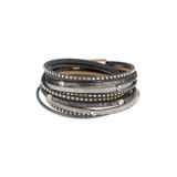 Grey Sabrina Crystal Detail Leather Wrap Bracelet At Nordstrom Rack
