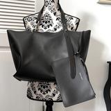 Rebecca Minkoff Bags | Rebecca Minkoff Stella Large Black Leather Tote Bag With Zip Pouch | Color: Black/Silver | Size: Os