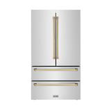 ZLINE 36" Autograph Edition 22.5 cu. ft Freestanding French Door Refrigerator w/ Ice Maker in Fingerprint, Stainless Steel in Yellow | Wayfair