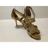 Michael Kors Shoes | Michael Kors Womens Peep Toe Sandals Size 7.M Gold Stiletto Heel Ankle Strap | Color: Gold | Size: 7.5