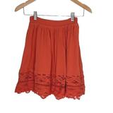 Free People Skirts | Free People Womens Pleated Skirt Elastic Waist Pull On Lace Orange Size Xs | Color: Orange | Size: Xs