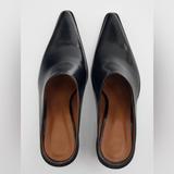 Zara Shoes | New Zara Cowboy Western Style Pointed Toe Block Heel Black Leather Slip-On Mules | Color: Black | Size: 8