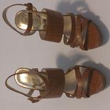 Michael Kors Shoes | Michael Kors Woman's Brown Ankle Straps Peep Toe High Heels Shoes Size 7.5m | Color: Brown/Gold | Size: 7.5