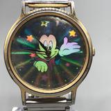 Disney Accessories | Disney Mickey Mouse Watch Men Gold Silver Two Tone Hologram Dial New Battery 7 | Color: Black/Gold | Size: Os