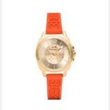 Coach Accessories | Coach Gold Watch With Dark Orange Silicone Band Style 14502094 | Color: Orange | Size: Os