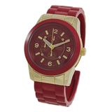 Geneva Platinum Women's Watches Red - Red & Goldtone Cuff Watch