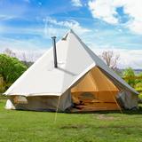 Edrosie Inc Tent Canvas Waterproof Mongolian Yurt Tent Double Layers Teepee Tent Outdoor Camping Family Tent Steel in Gray | Wayfair FWCG0001430SH