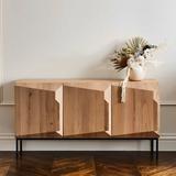 GOLDEN ZOOS Nordic Solid Wood Table Side Cabinet Light Luxury Decoration Tea Water Cabinet Wood in Brown, Size 32.0 H x 59.0 W x 18.0 D in | Wayfair