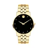 Movado Men's Gold Tone Bracelet Watch, Black